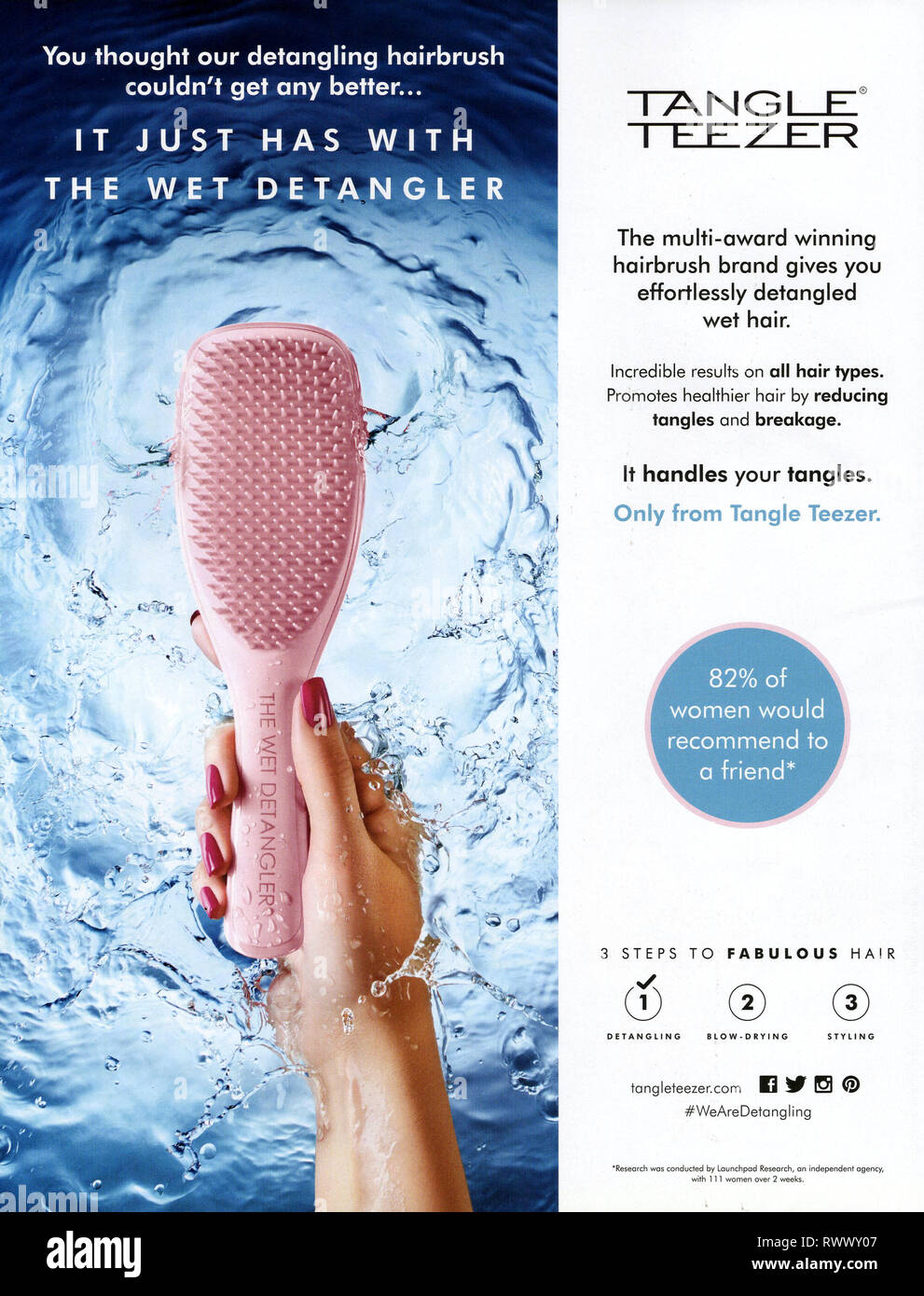 2010s UK Tangle Teezer Magazine Advert Banque D'Images