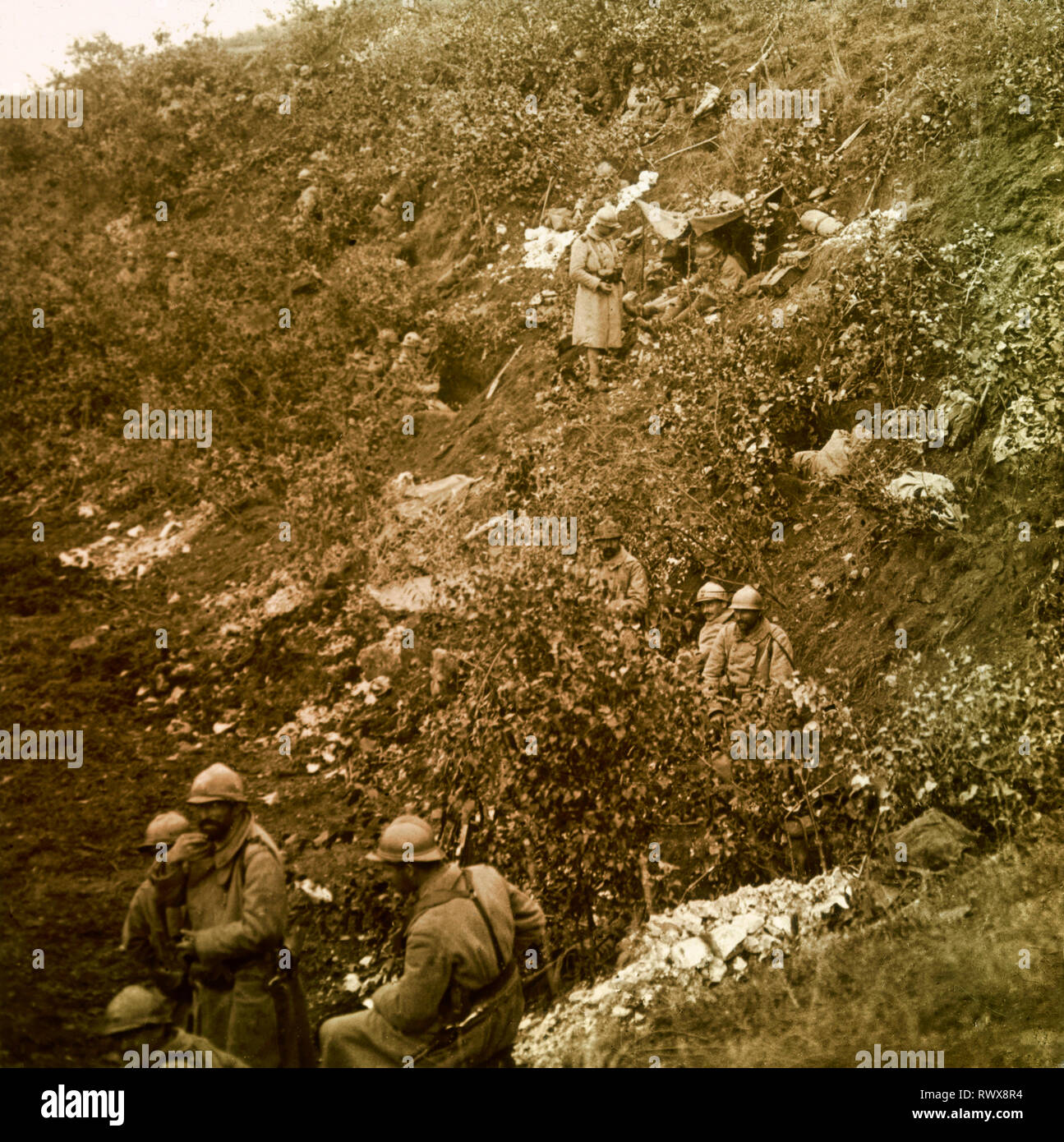 Photographie , de l'infanterie à réserver à Curlu en 1918 (Somme, France) Banque D'Images