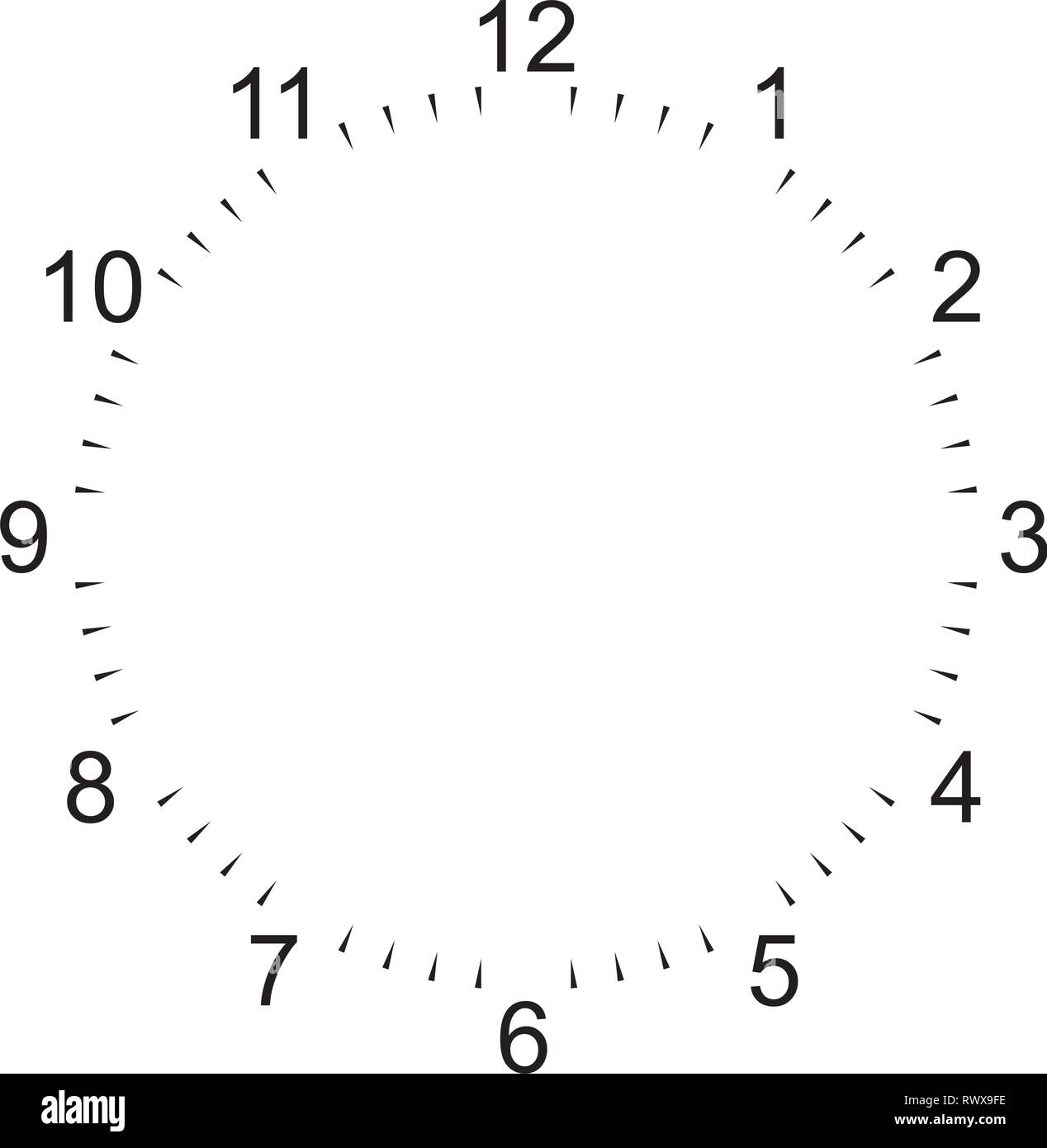 Cadran d'horloge chiffre des heures minutes tirets Illustration de Vecteur