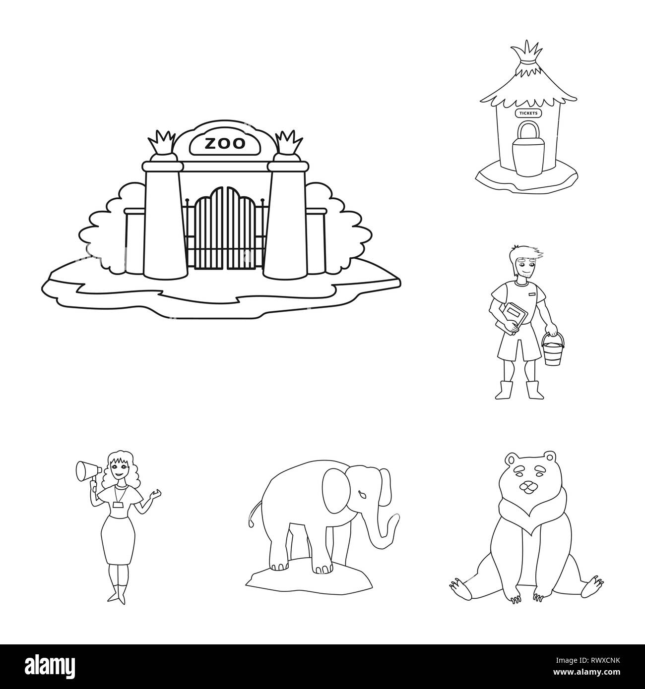 Fenêtre,porte,gardien,ours,l'éléphant,contre,homme,femme,mignon,brun,stand,sortie,gardien,Afrique,dormir,ouvrir,social,message,godet,France,Russie,chemin fort,jungle,ustensile,grosses,palm,animation,parc,zoo,Safari,animal,nature,faune,flore,fun,set,icône,,illustration,collection,isolé,design,graphisme,élément signe,ligne,plan,vecteurs vecteur , Illustration de Vecteur