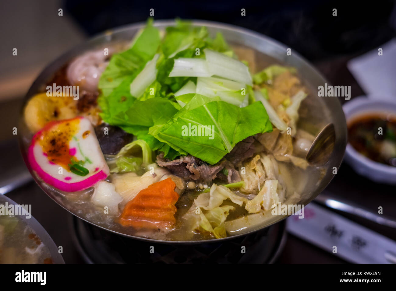 Dans le style taïwanais Hotpot. Hot pot est un des plus communs de l'alimentation de rue à Taichung, Taiwan Banque D'Images