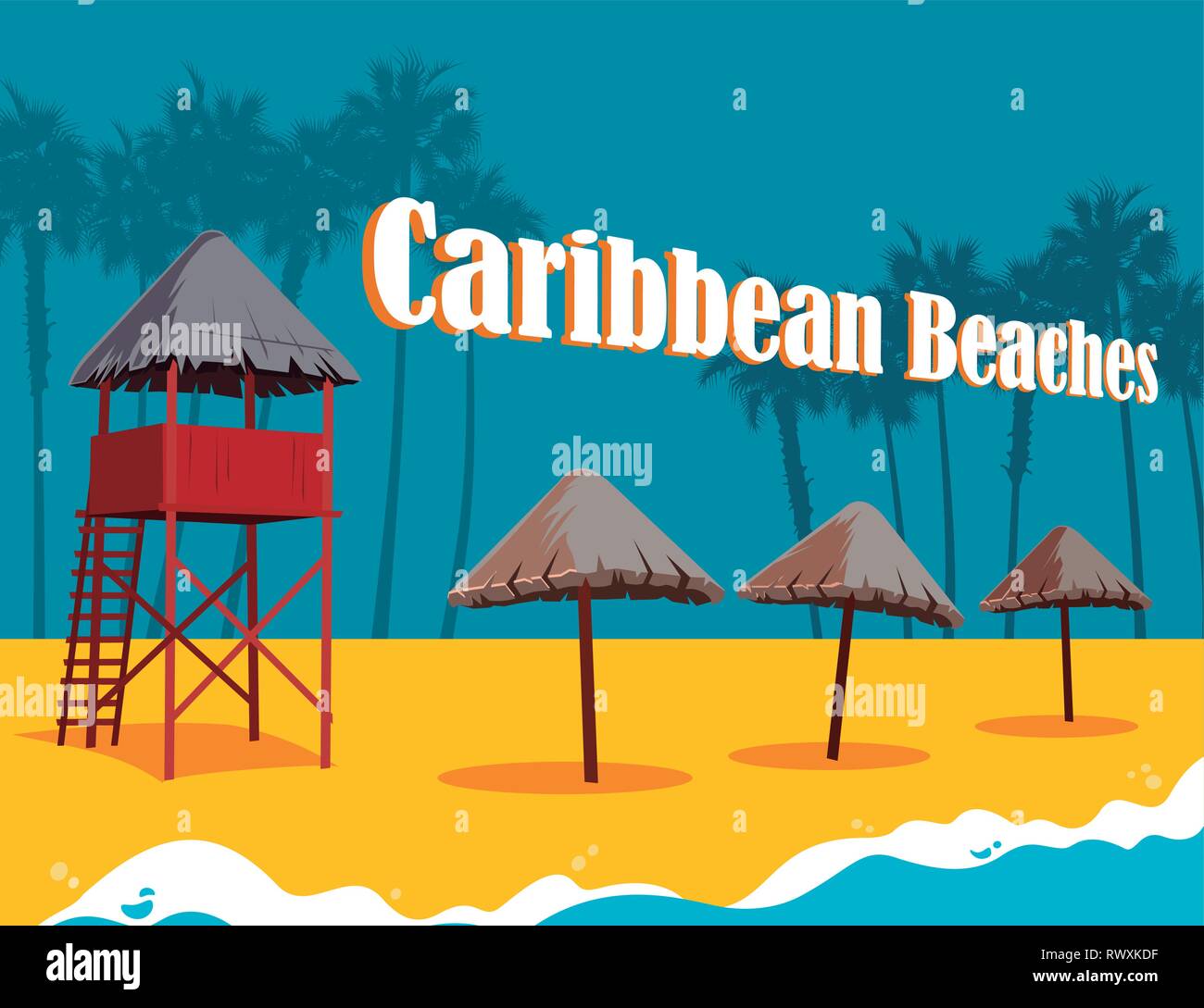 Plages des Caraïbes Illustration de Vecteur