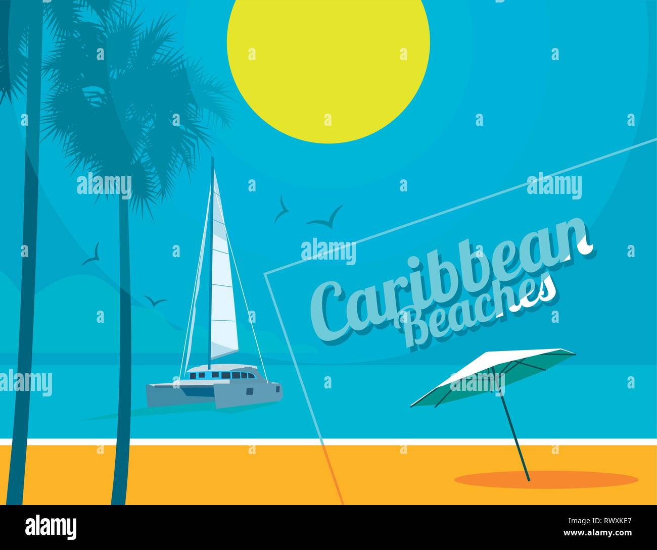 Plages des Caraïbes Illustration de Vecteur