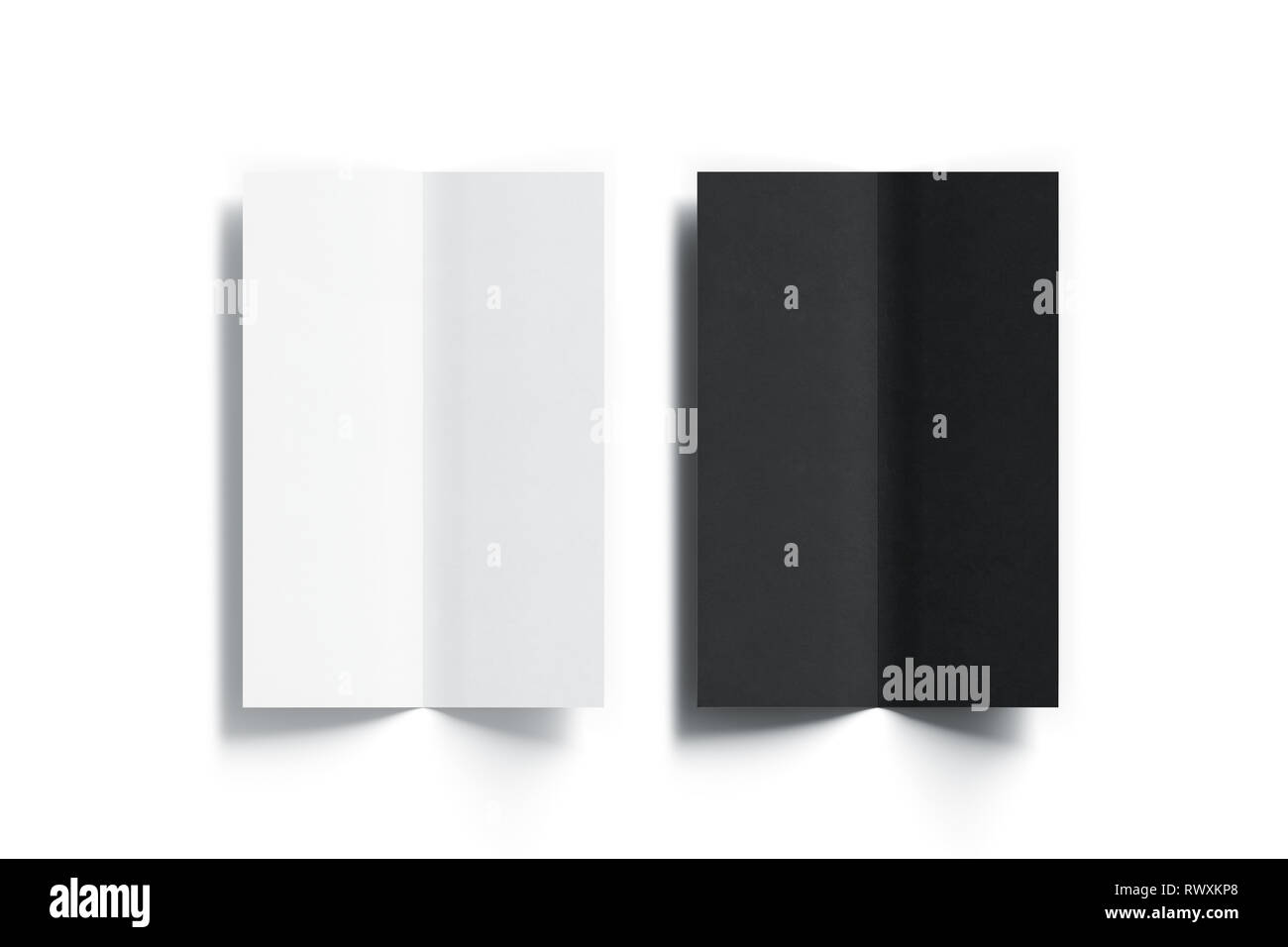 Vide noir et blanc livret multi-page maquette menu ouvert, vue de dessus, rendu 3d. Café Bar à vin ordinaire ou double jeu. isolé les maquettes de brochures F Banque D'Images