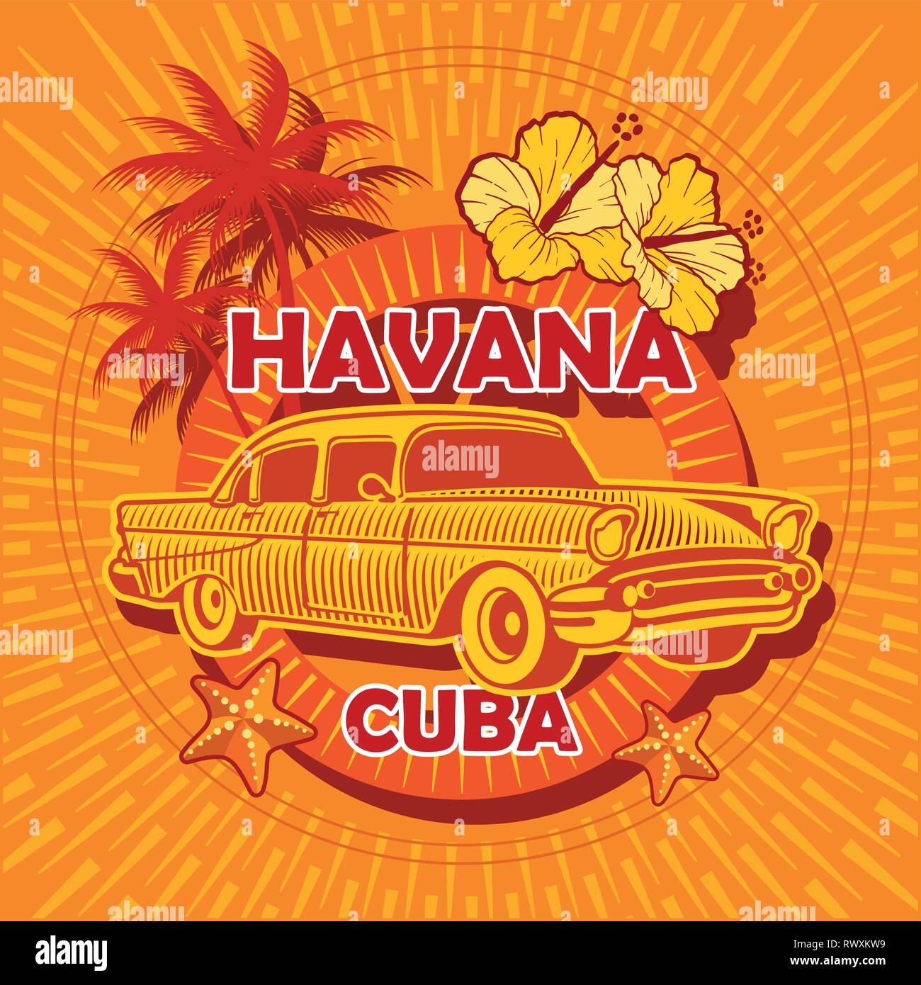 Voiture de La Havane Illustration de Vecteur