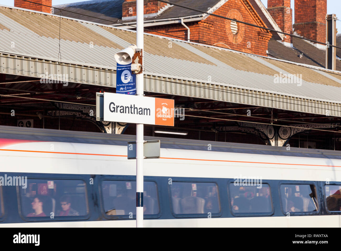 La gare de Grantham, Grantham, Lincolnshire, Angleterre, RU Banque D'Images