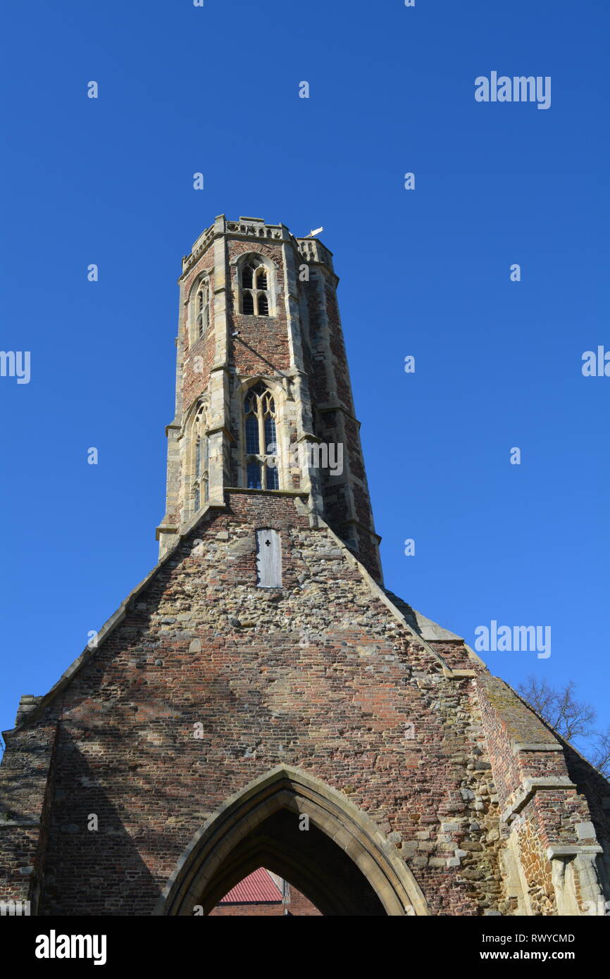 Vue intérieure de Greyfriars tower à Kings Lynn, Norfolk. Banque D'Images