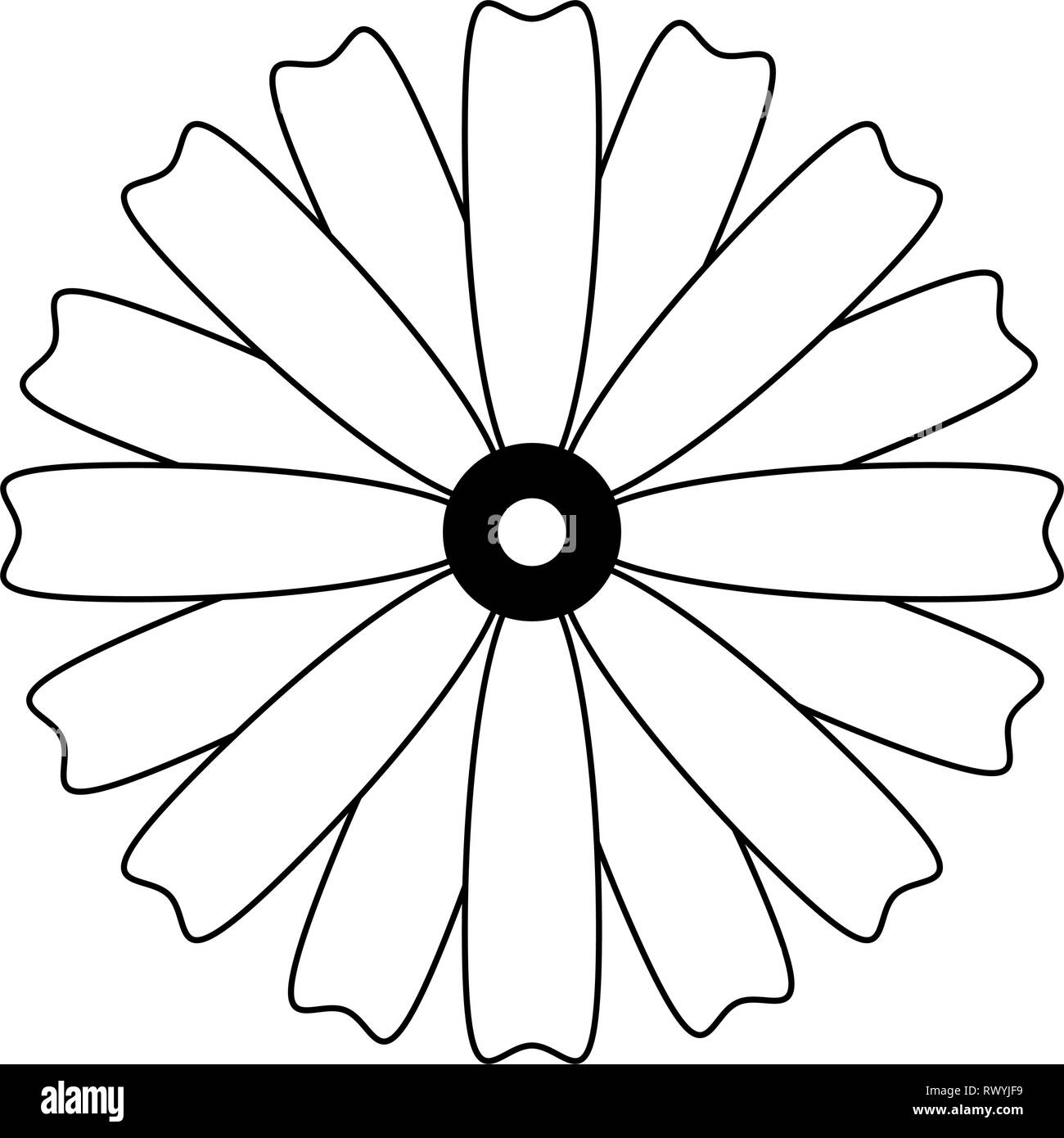 Pétales de fleurs avec des dessins en noir et blanc Illustration de Vecteur