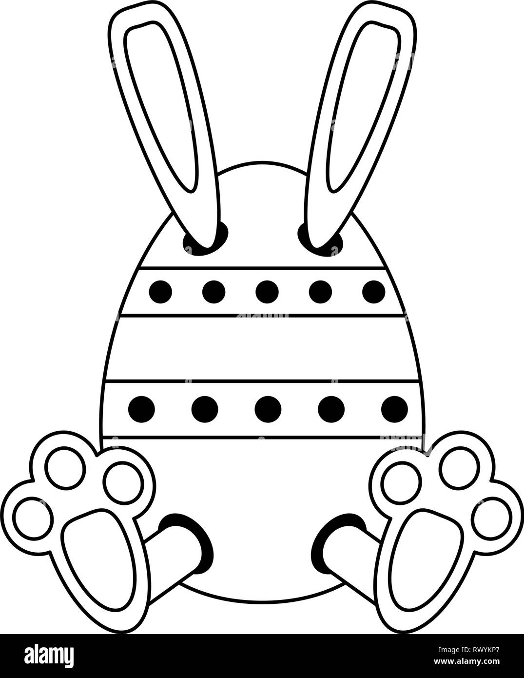 Jour de Pâques cute cartoons en noir et blanc Illustration de Vecteur