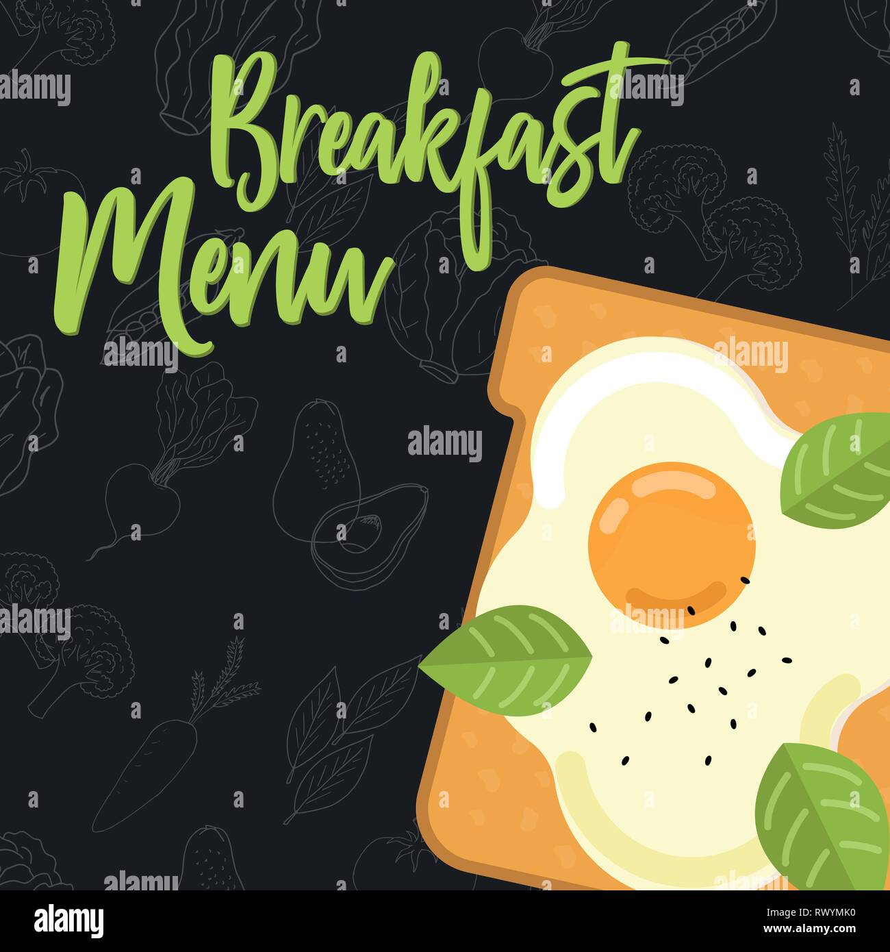 Concept Menu pour restaurant et café Petit Déjeuner menu template. Style d'illustration vectorielle sandwich plat dessiné à la main avec des fruits et légumes. Il vecteur Illustration de Vecteur