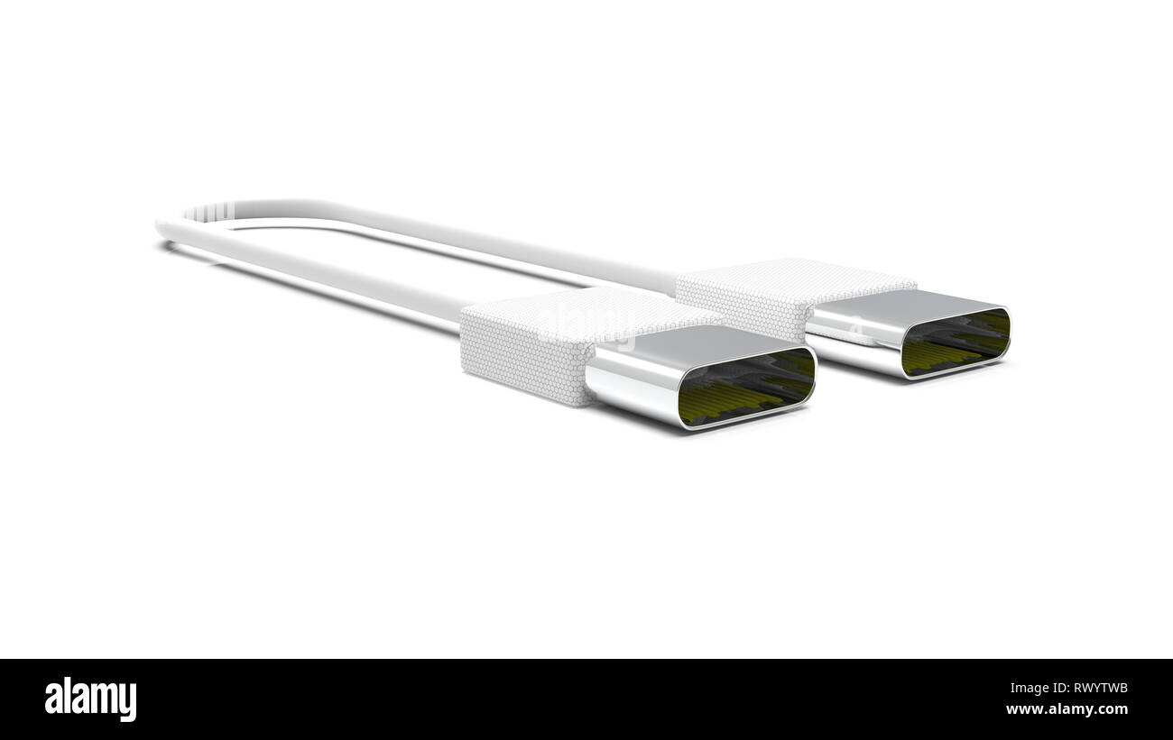 Le rendu 3D de câble USB4 isolé sur fond blanc Banque D'Images