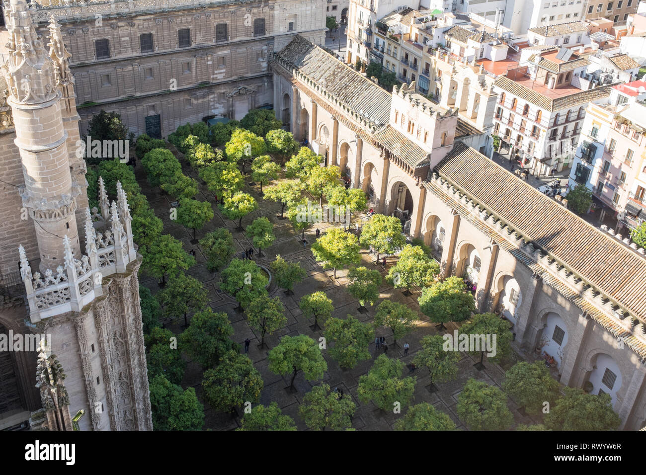 Vue de La Giralda, le clocher qui fait partie de la Cathédrale de Séville Banque D'Images