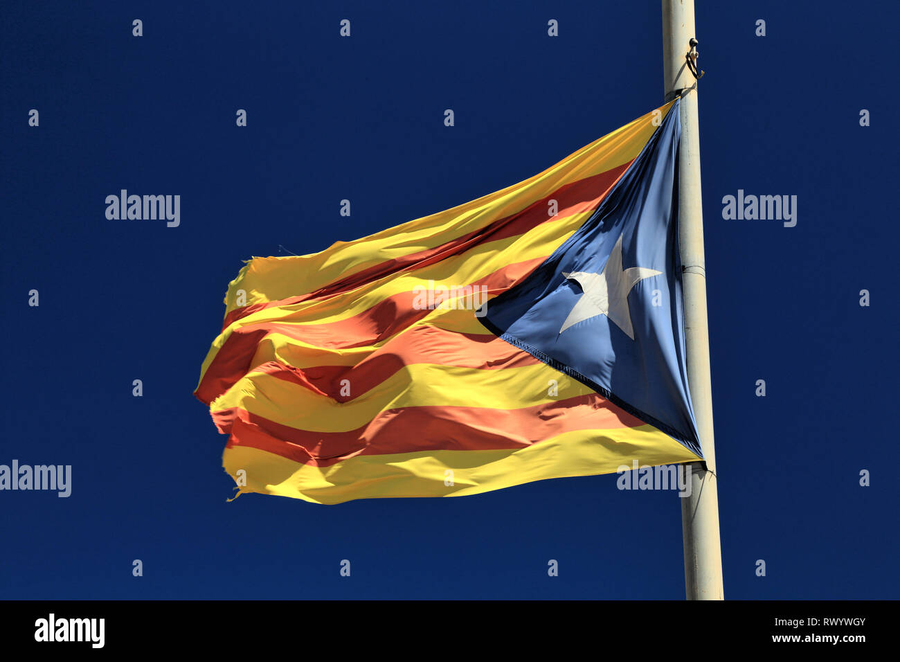 Blue Estelada Blava, drapeau de l'indépendance catalane Banque D'Images