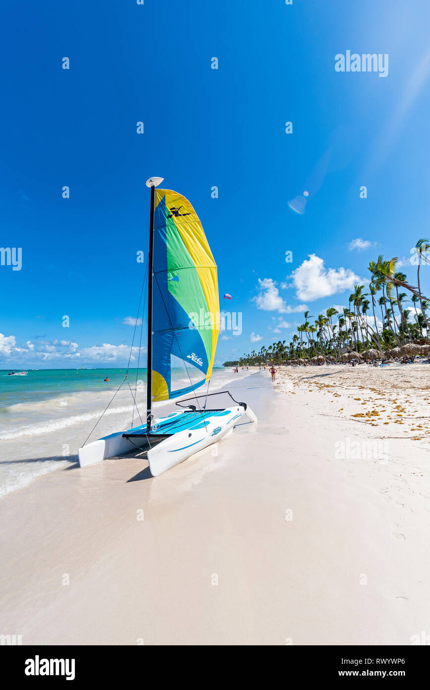 Bávaro Beach, la principale et la plus célèbre plage de Punta Cana. Banque D'Images