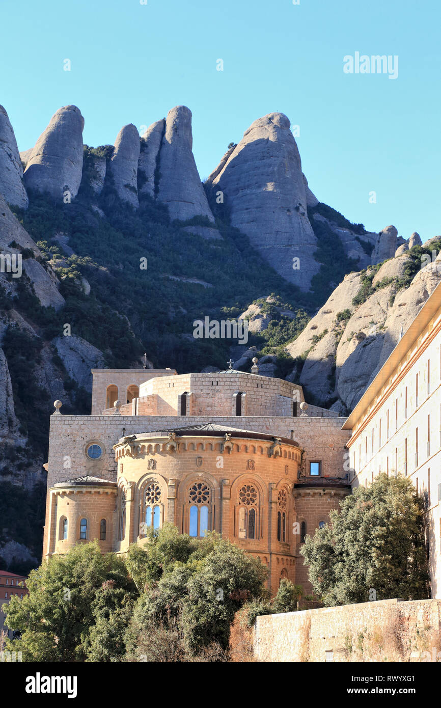 Abbaye de Montserrat, monastère Santa Maria de Montserrat, en Catalogne, Espagne Banque D'Images