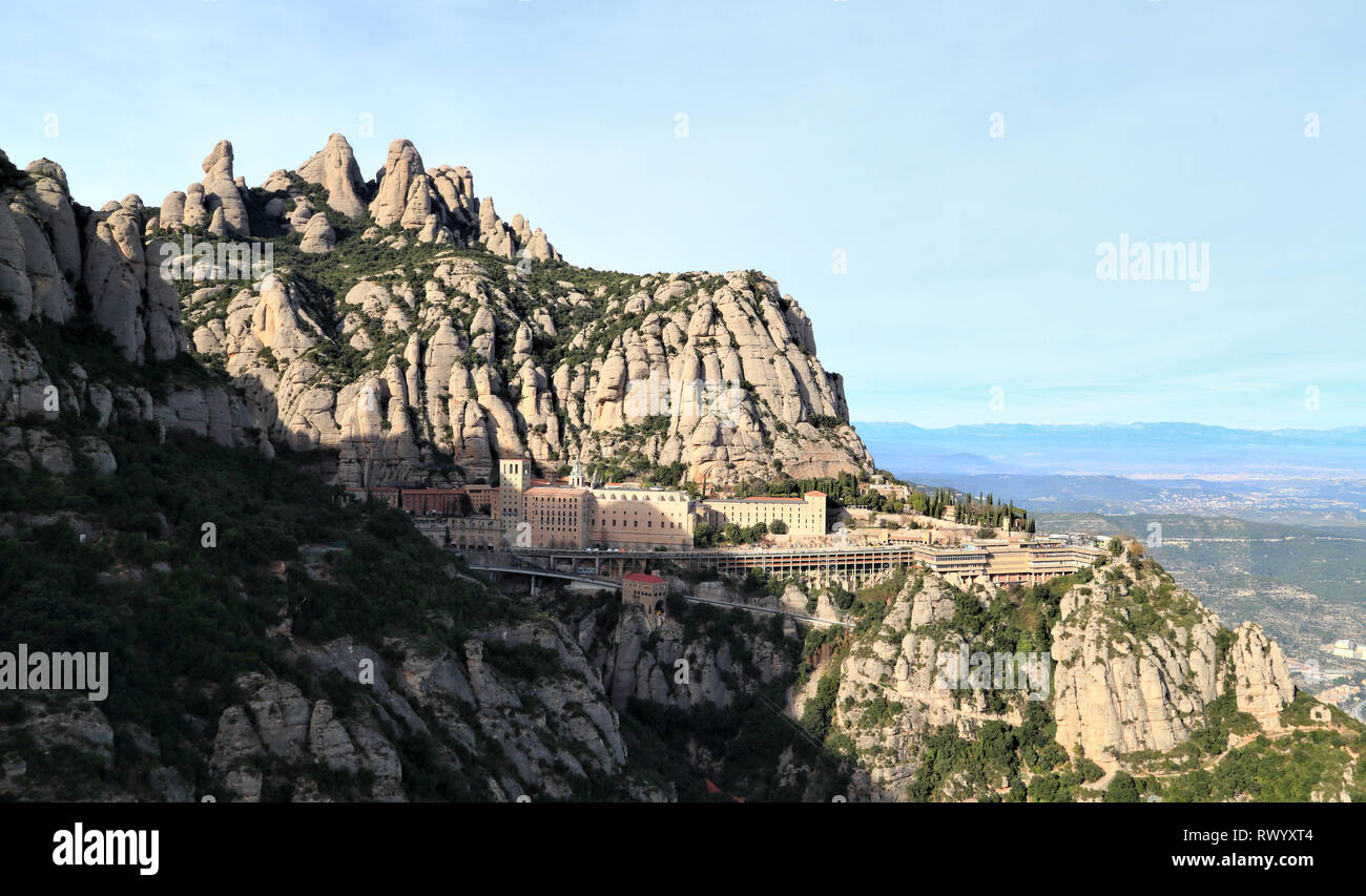 Abbaye de Montserrat monastère dans les montagnes de Montserrat, en Catalogne, Espagne Banque D'Images