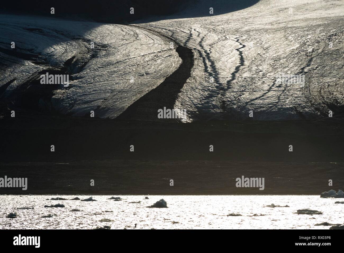 Langue du glacier, Kongsfjorden, Spitzberg, archipel de Svalbard, Norvège Banque D'Images
