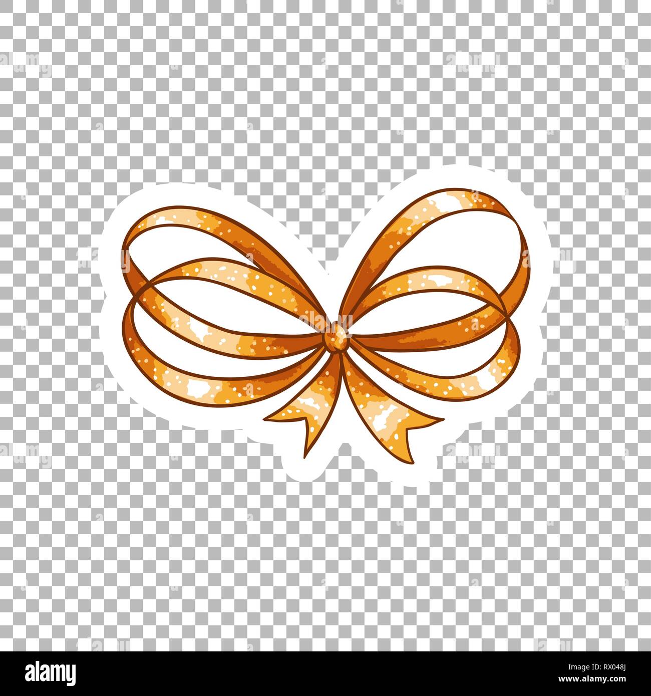 Bow Orange aquarelle illustration dessiné à la main. Noeud ruban contour drawing sur fond transparent. Bowknot pointillée clipart doodle isolés. Le filtre cartoon autocollant. L'élément de conception de cartes de souhaits Illustration de Vecteur