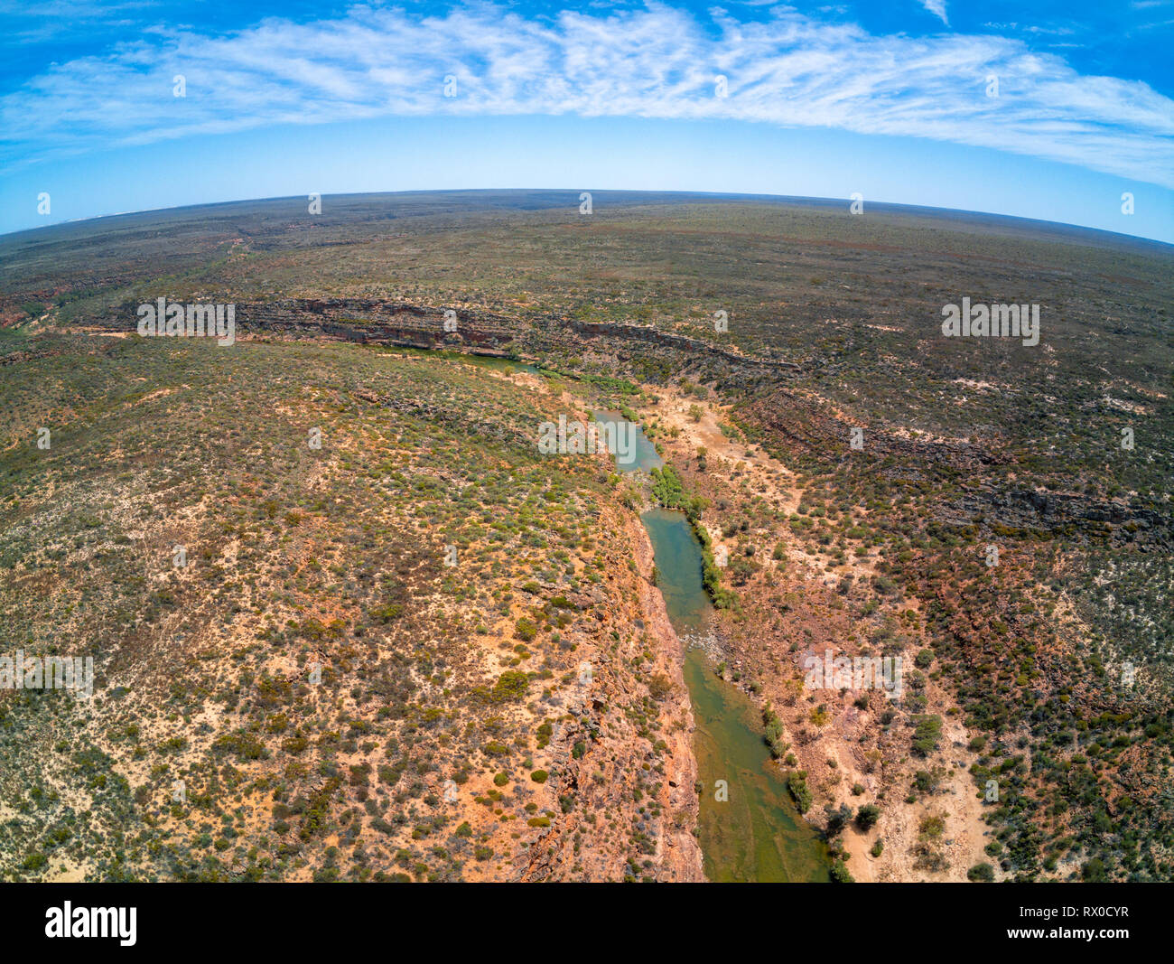 Drone aérien sur les Hawks Head Lookout dans le Parc National de Kalbarri Australie Occidentale Banque D'Images