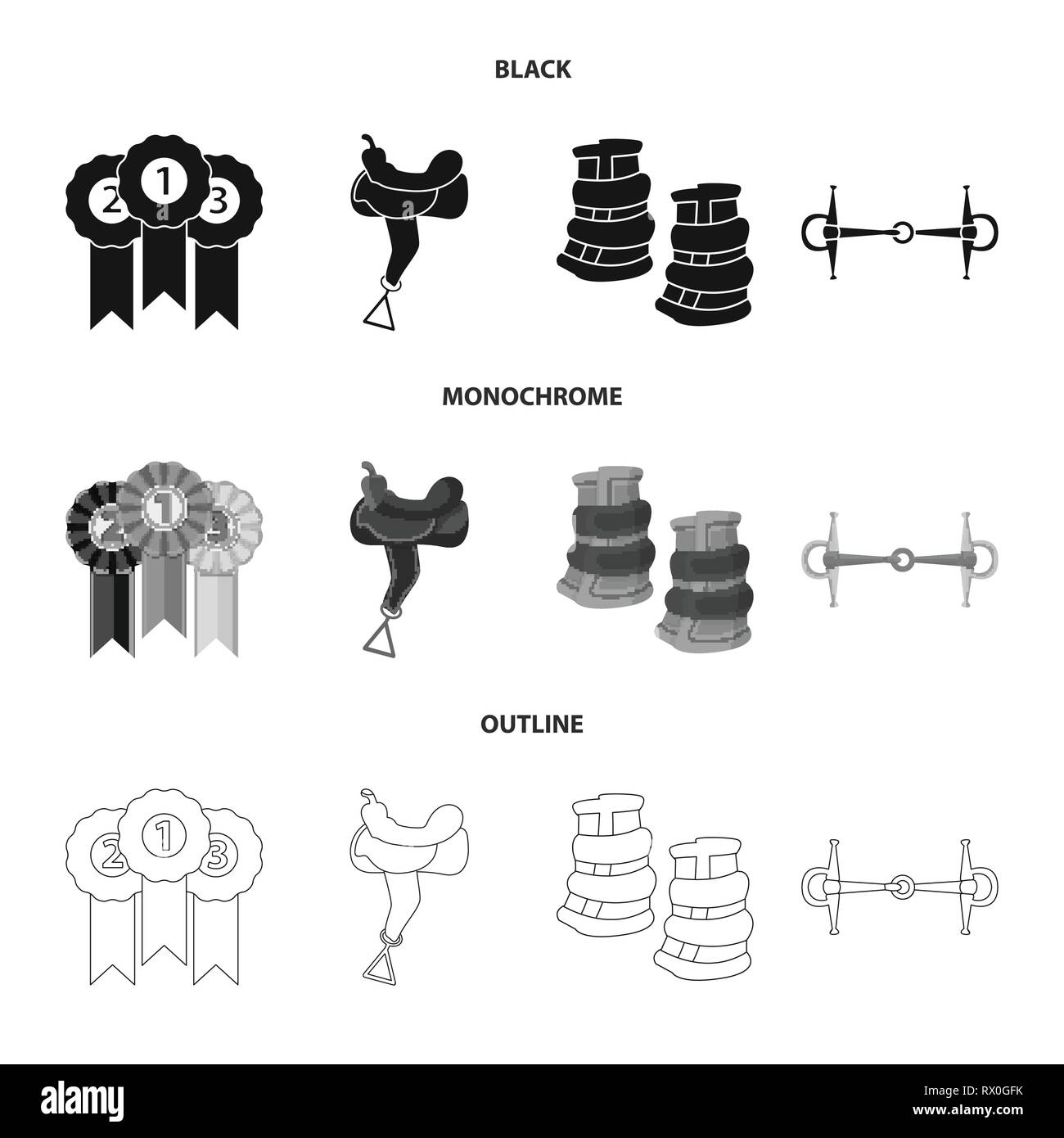 Conception de vecteur matériel équitation signe. Ensemble d'équipements et de concurrence pour l'icône vecteur stock. Illustration de Vecteur