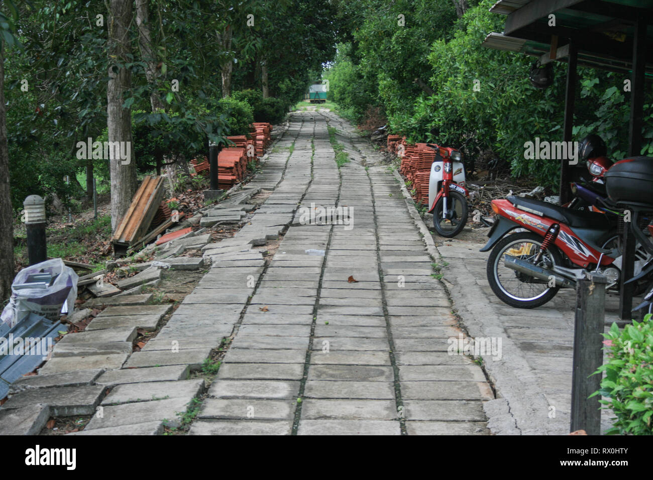 Sentier à Tanjung Piai, la pointe la plus méridionale de l'Asie continentale, Pontien, Malaisie Banque D'Images