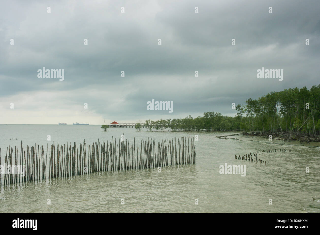 Tanjung Piai, la pointe la plus méridionale de l'Asie continentale, Pontien, Malaisie Banque D'Images