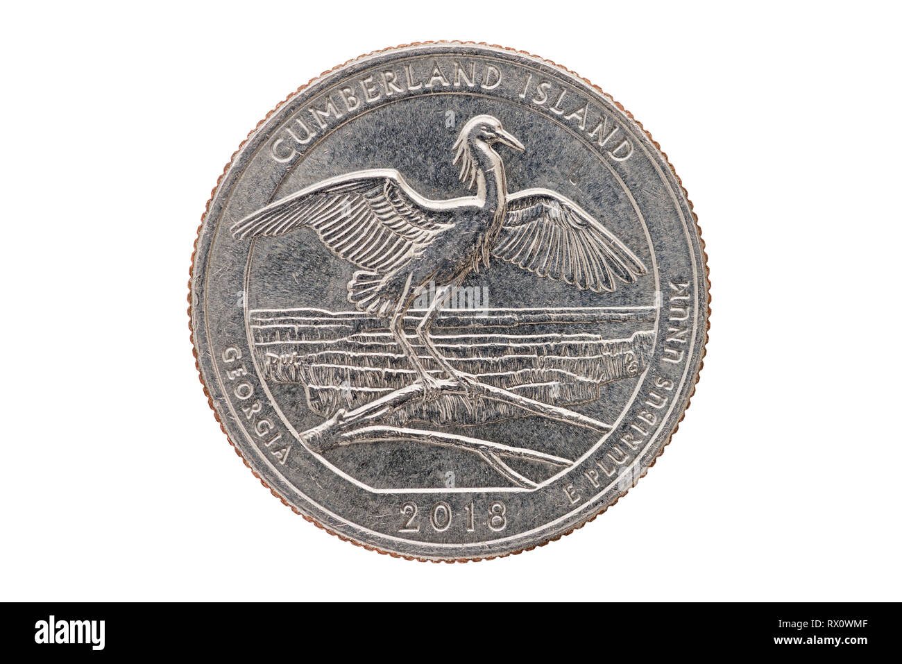 Cumberland Island National Seashore Géorgie trimestre commémorative coin isolated on white Banque D'Images