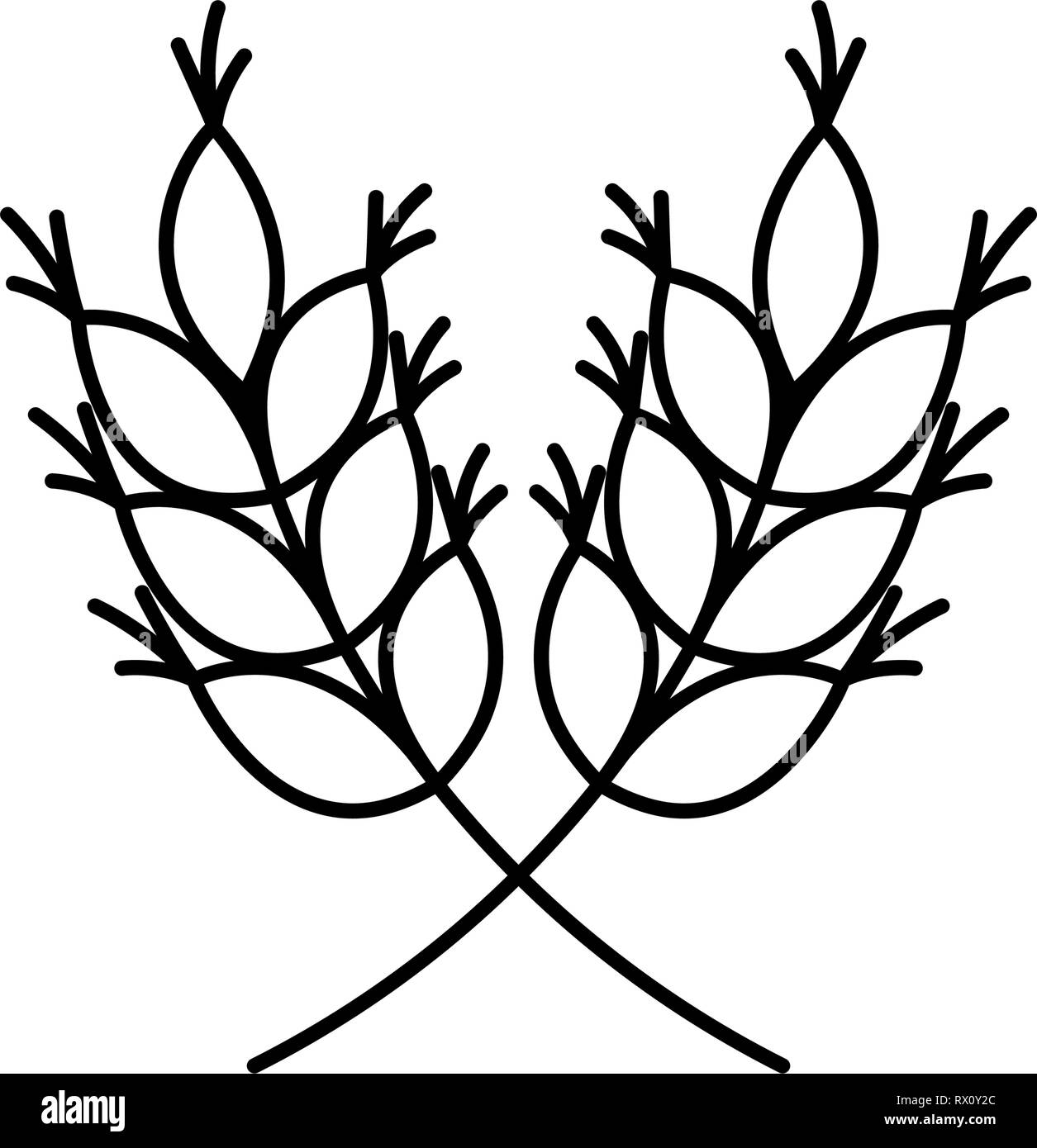 Les feuilles de blé icône isolé Illustration de Vecteur