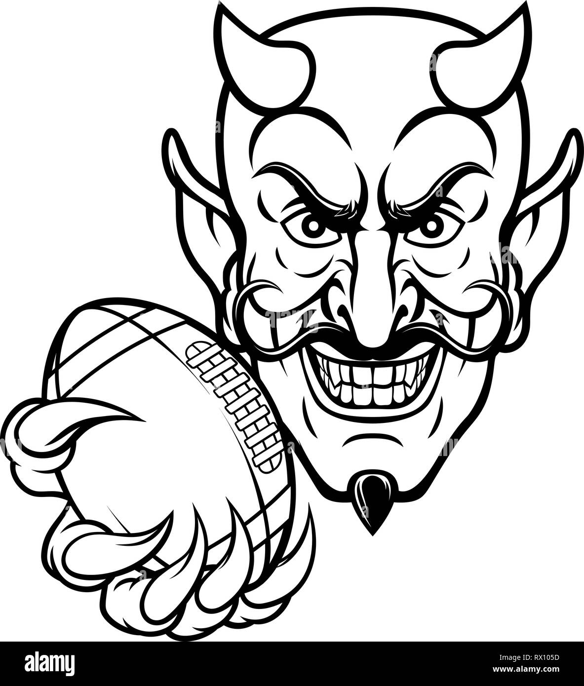 Sports Football Américain Devil Mascot Illustration de Vecteur