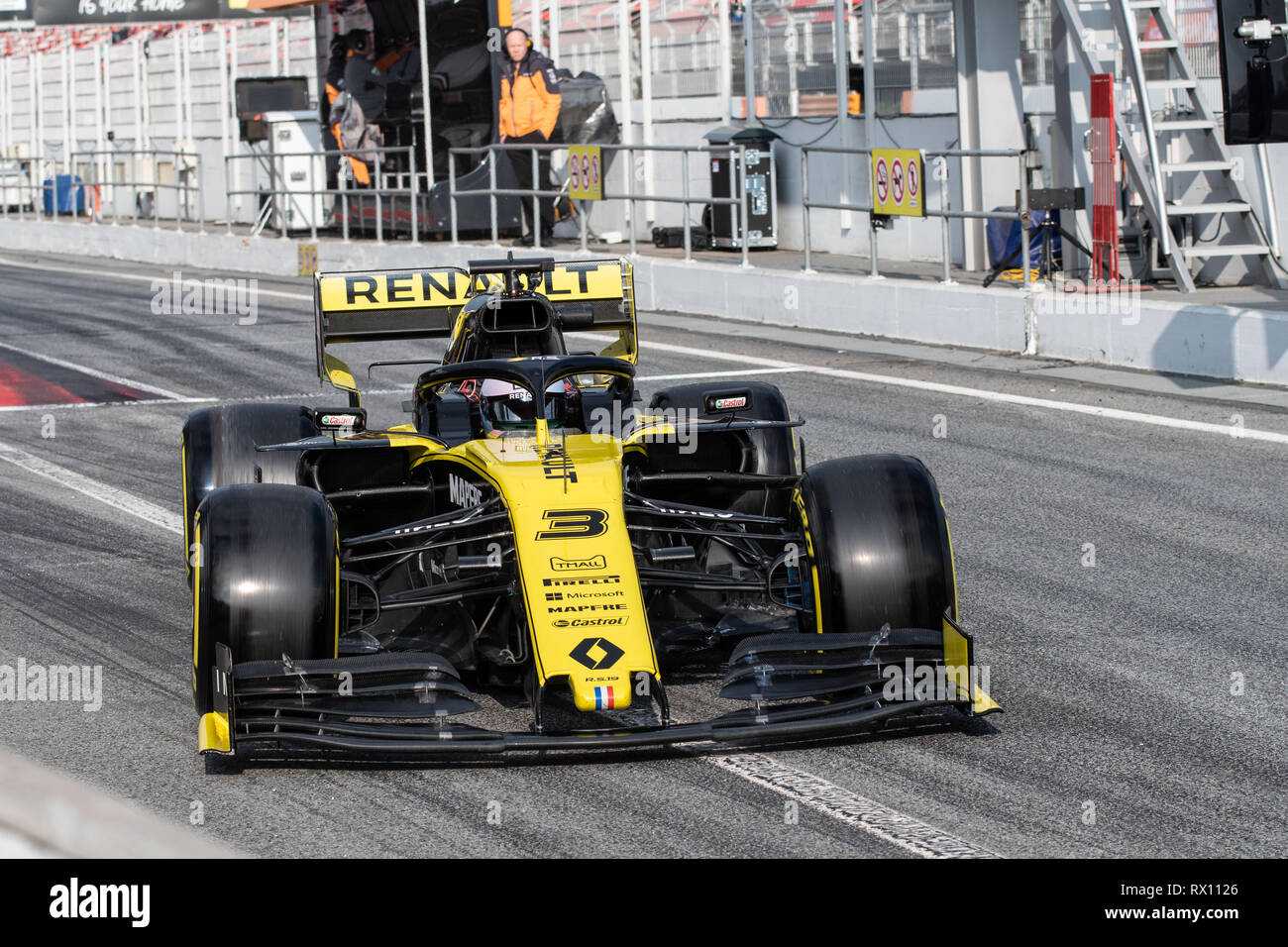 CIRCUIT DE CATALUNYA, ESPAGNE, MONTMELO - 2019/02/20 - Daniel Ricciardo d'Australie avec 03 Renault Renault F1 Team R19 sur la voie au cours de test F1. Banque D'Images