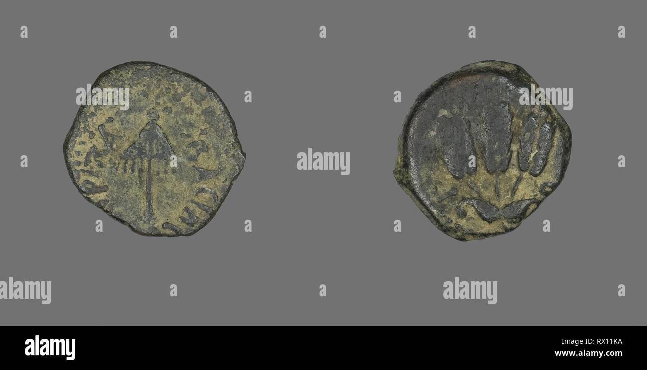 Médaille représentant un parapluie. Grecque ou romaine. Date : 40 AD AD-44. Dimensions : diam. 1,8 cm ; 2,48 g. Le bronze. Origine : Empire romain. Musée : le Chicago Art Institute. Auteur : romain antique. Banque D'Images