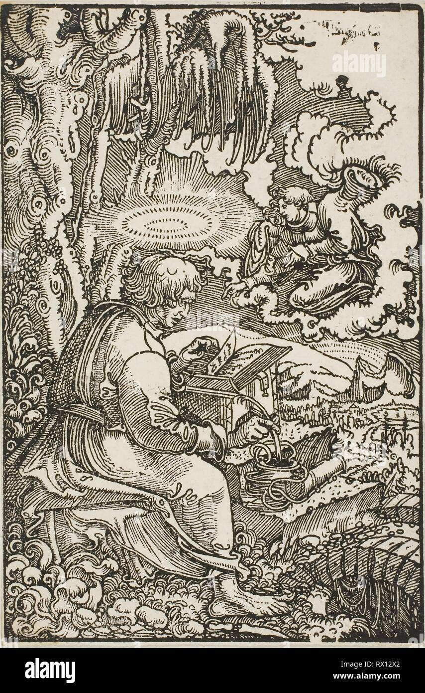 Saint Matthieu, de la Bible de Luther. Georg Lemberger (allemand, 1495-1540) ; publié par Melchior Lotter II (allemand, d. 1542). Date : 1501-1600. Dimensions : 145 x 95 mm (support principal) ; 230 x 180 mm (support secondaire). Gravure en noir sur papier vergé ivoire. Origine : Allemagne. Musée : le Chicago Art Institute. Banque D'Images