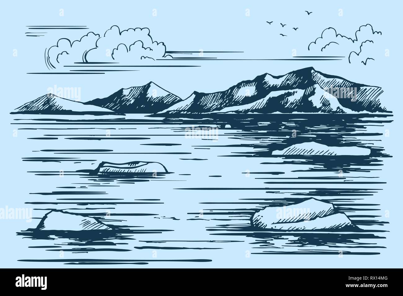 Continent Antarctique croquis Illustration de Vecteur