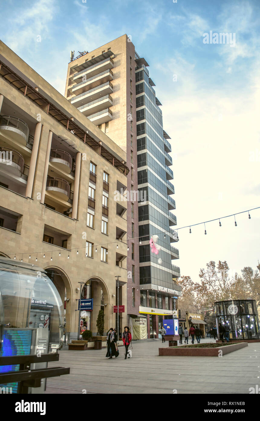 Erevan, Arménie, janvier 02,2019:la fin de l'Avenue du Nord à l'intersection avec la rue Tumanyan à Erevan, la capitale de l'Arménie Banque D'Images