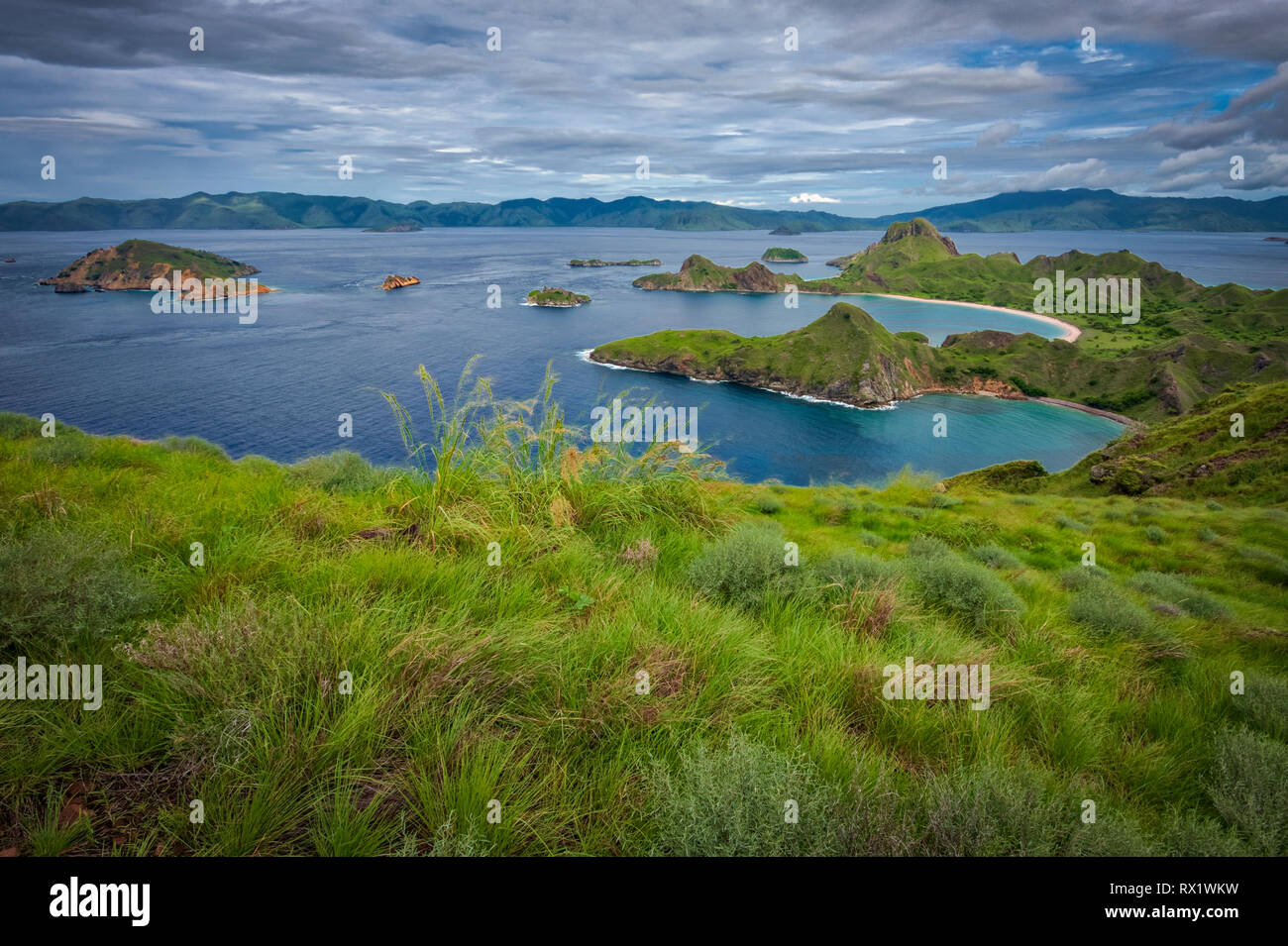 Padar est une petite île située entre les îles de Komodo, Rinca et Komodo dans l'archipel. C'est la 3ème île la plus grande partie du Parc National de Komodo. Banque D'Images