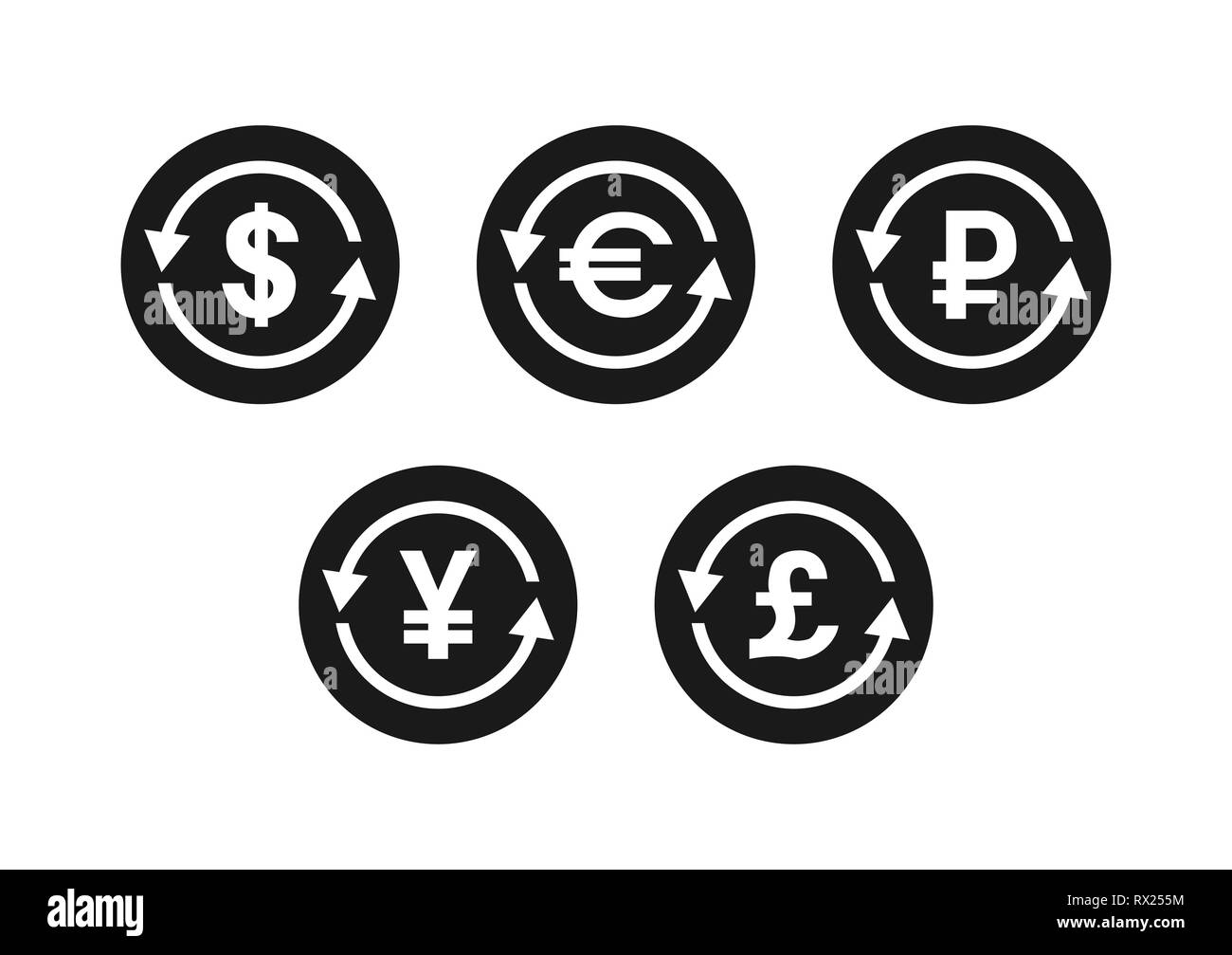 Jeu de caractères de l'échange avec l'image de symboles de devises Illustration de Vecteur