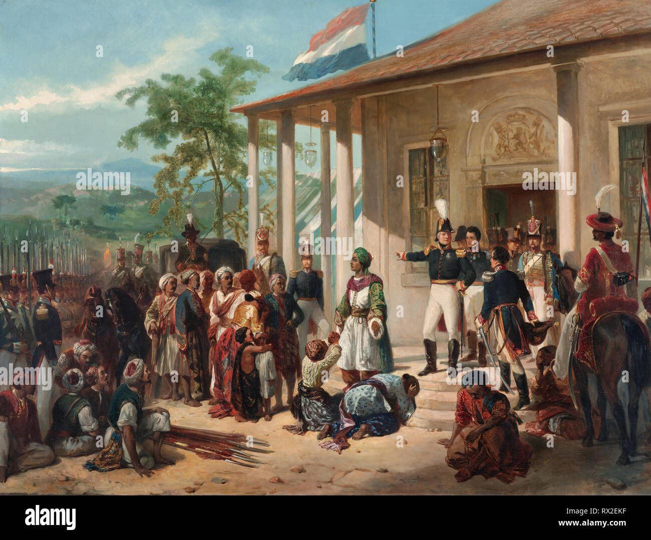 L'arrestation d'Diepo Negoro par le Lieutenant-général baron De Kock, 28 mars 1830, qui a mis fin à la guerre de Java (1825-1830) - Nicolaas Pieneman, 1835 Banque D'Images