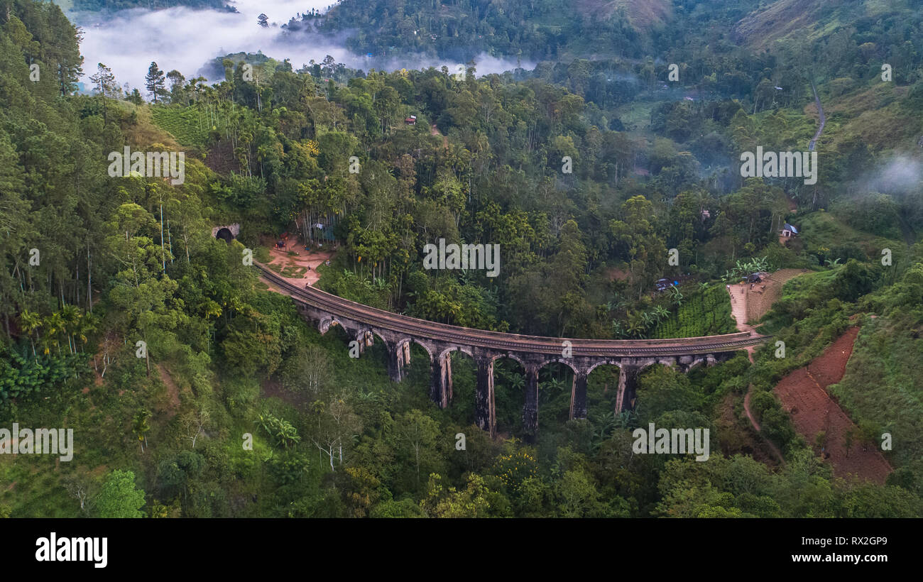 Célèbre Demodara 9 Arch Bridge. Ella, Sri Lanka. Banque D'Images
