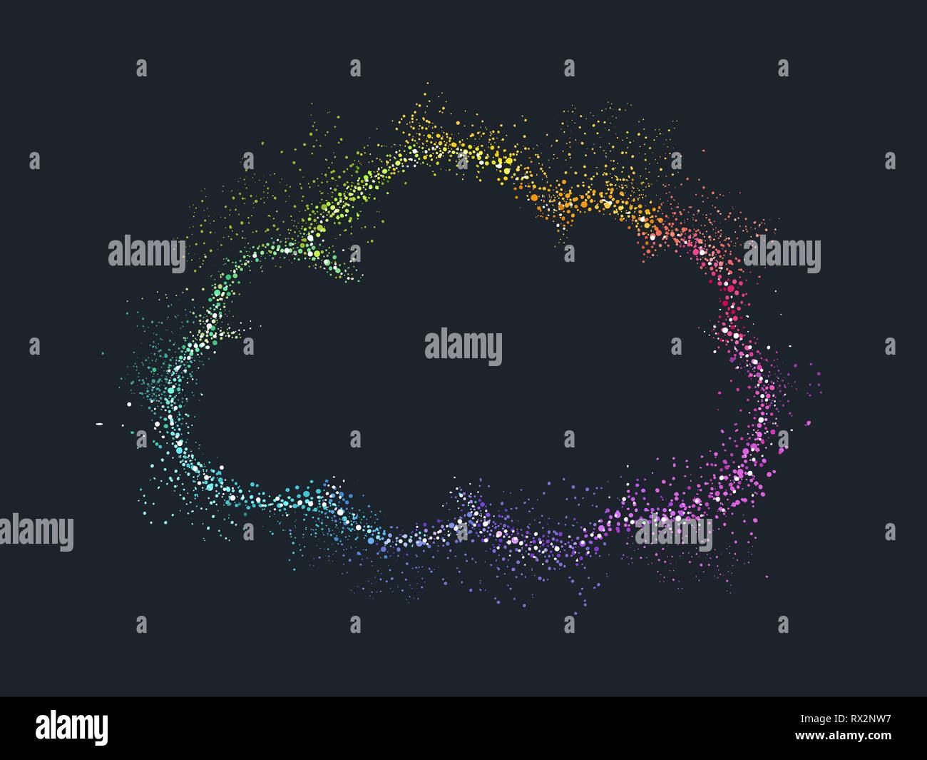 Illustration d'un nuage en couleurs arc-en-ciel de trame et Style Pointillisme Banque D'Images