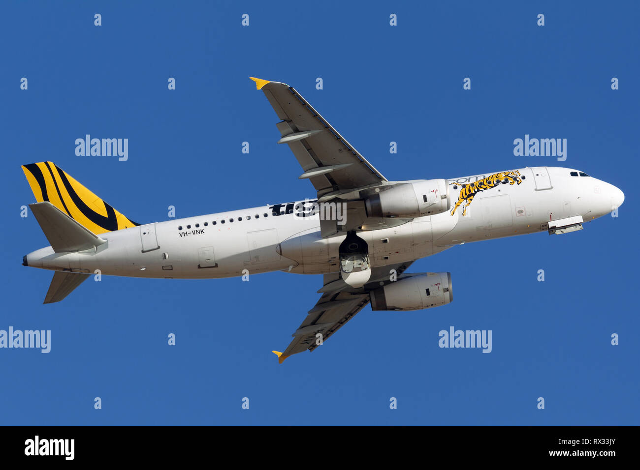 Tiger Airways Airbus A320 avion de décoller de l'aéroport d'Adélaïde. Banque D'Images