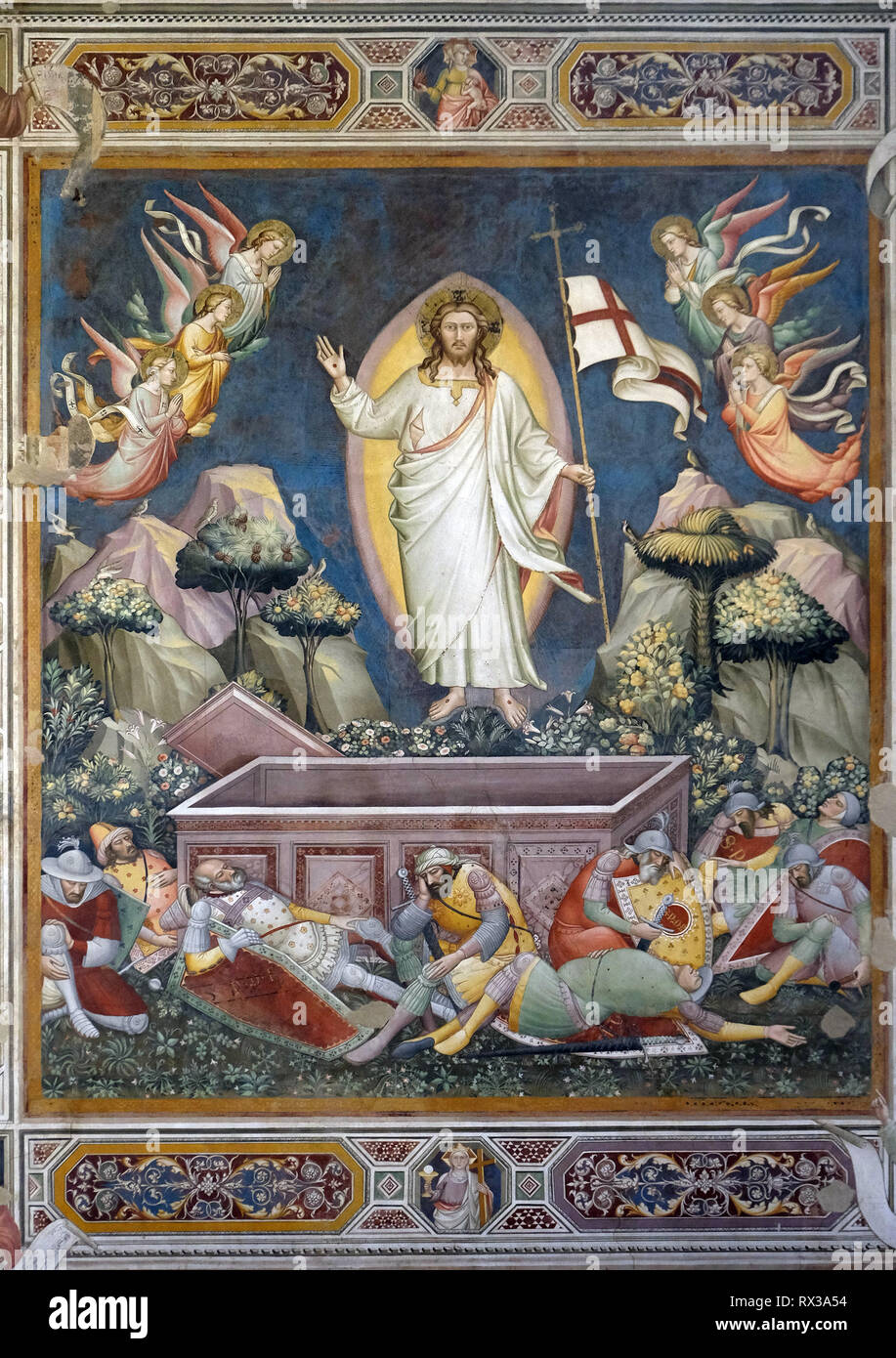 La résurrection, fresque de Niccolo di Pietro Gerini, sacristie de la Basilique Santa Croce (Basilique de la Sainte Croix) à Florence Banque D'Images