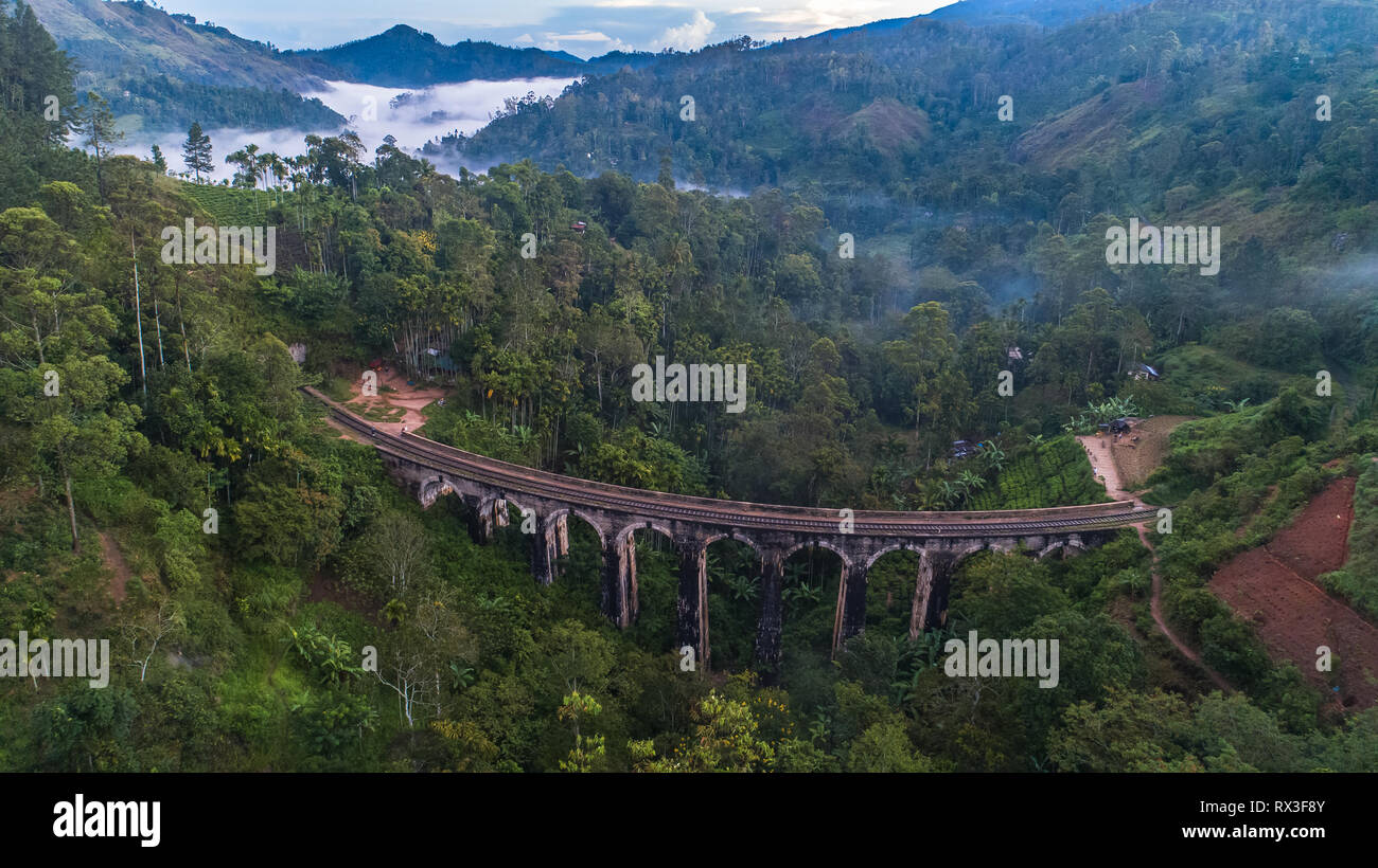 Célèbre Demodara 9 Arch Bridge. Ella, Sri Lanka. Banque D'Images