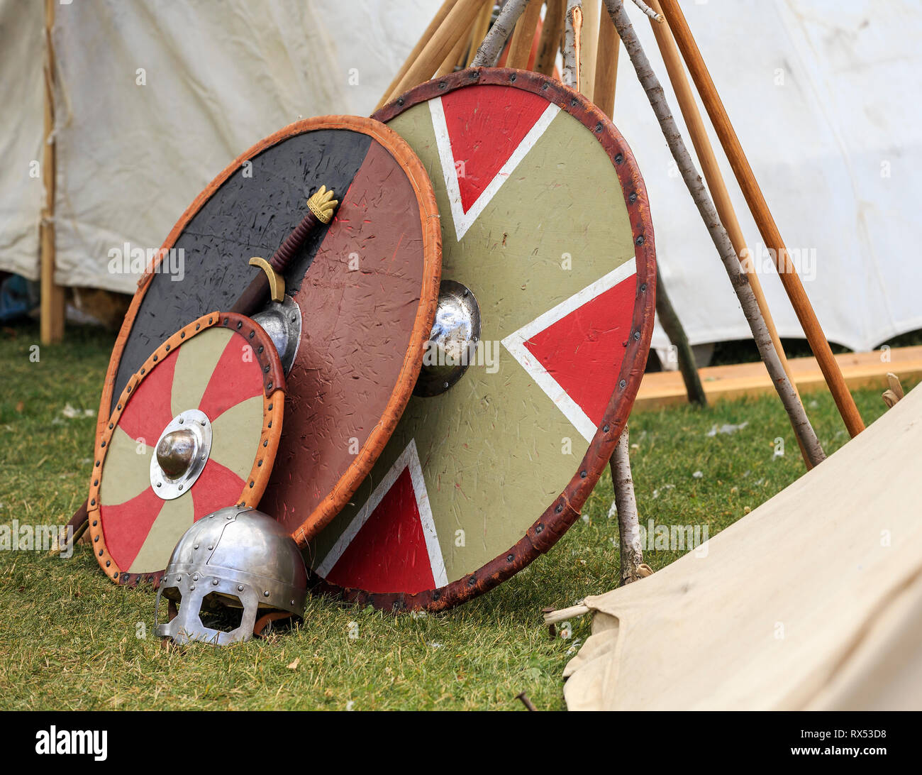 Boucliers Viking, le festival islandais du Manitoba, Gimli, Manitoba, Canada Banque D'Images
