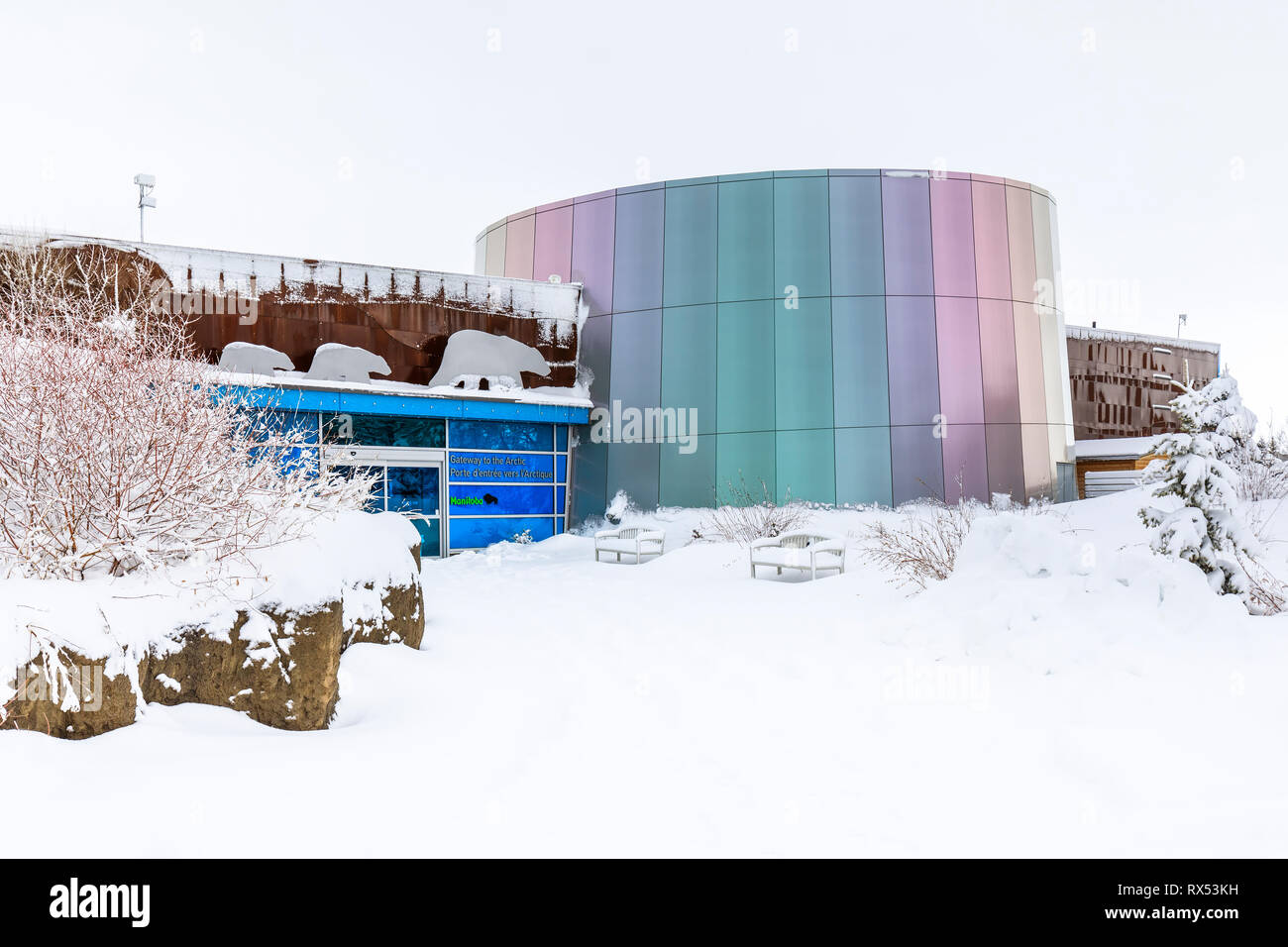 Le portail de l'Arctique, la pièce des capacités au Zoo du Parc Assiniboine, Winnipeg, Manitoba, Canada. Banque D'Images