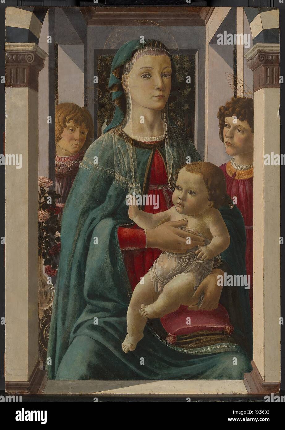 Vierge à l'enfant avec deux anges. Attribué à Francesco Botticini ; italien, actif en 1459-1497. Date : 1459-1497. Dimensions : 78,2 x 55,5 cm (30 3/4 x 21 1/4 in.). Tempera sur panneau. Origine : Italie. Musée : le Chicago Art Institute. Banque D'Images