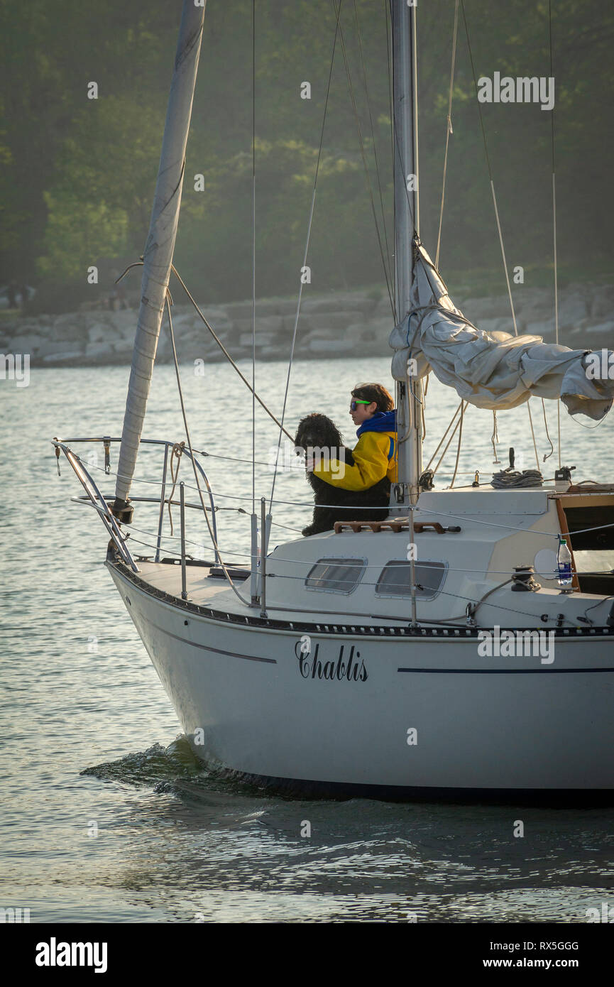 Location de voiles bas entrant Oakville marina sur le lac Ontario Banque D'Images