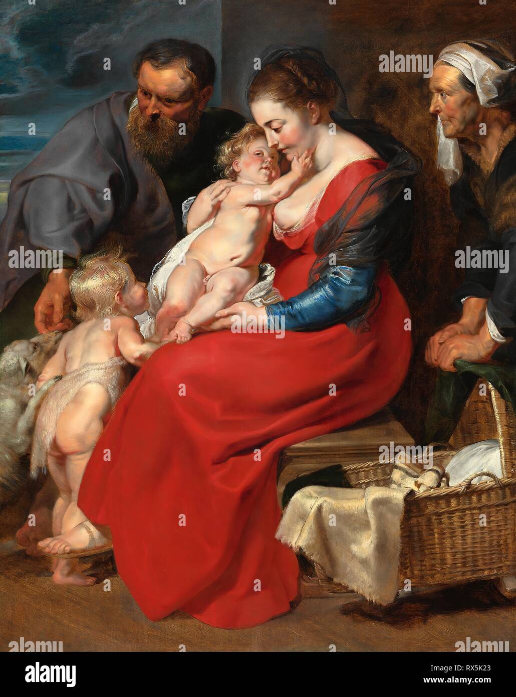 La Sainte Famille avec les Saints Elizabeth et Jean le Baptiste. Peter Paul Rubens ; Flamand, 1577-1640. Date : 1610-1620. Dimensions : 45 × 36 1/8 in. (114,5 × 91,5 cm). Huile sur panneau. Origine : la Flandre. Musée : le Chicago Art Institute. Banque D'Images