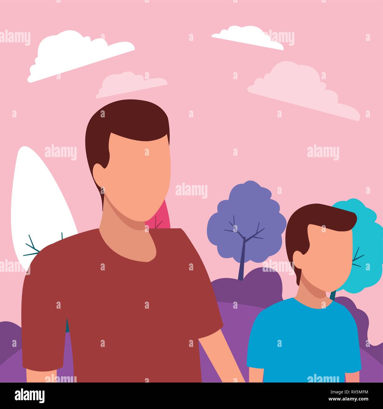 Père et fils sans visage Illustration de Vecteur