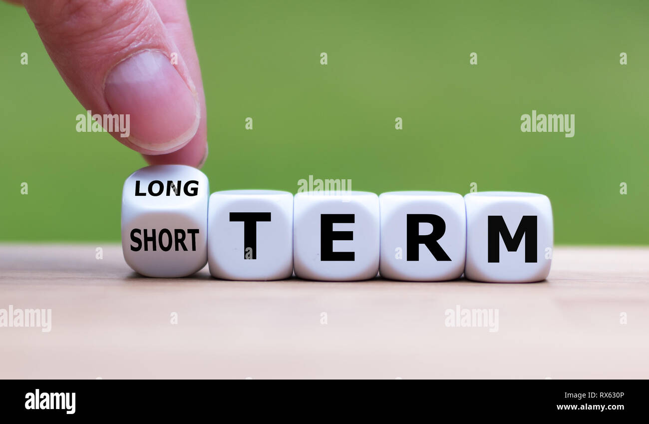 Un tour de main et dés l'expression changements 'COURT TERME' à 'LONG TERME' (ou vice versa). Banque D'Images