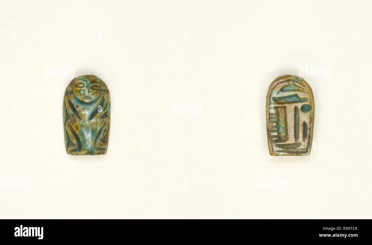 Scaraboid : naine la figure. Égyptien. Date : 1295 BC-1069 BC. Dimensions : 1,3 × 1 × 0,6 cm (1/8 × 3/8 × 1/4 in.). Stéatite émaillée. Origine : Egypte. Musée : le Chicago Art Institute. Auteur : Egypte Antique. Banque D'Images